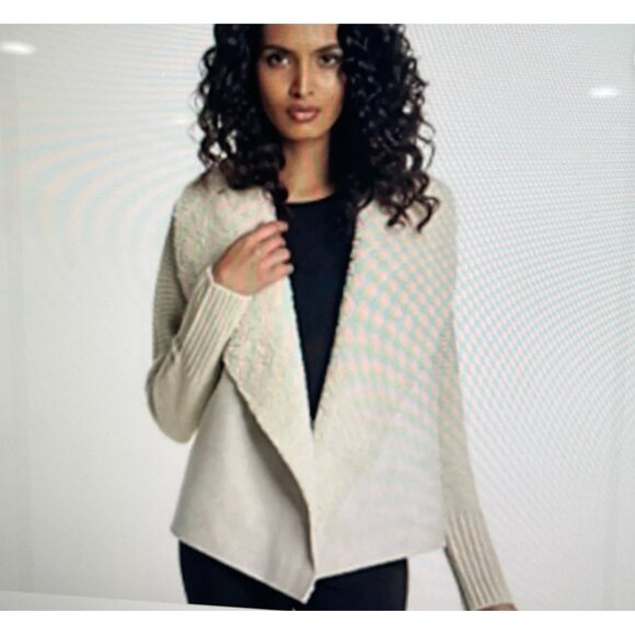 Chelsea & Theodore Women's Faux Fur Collar Cardigan Sweater Size L - Picture 1 of 16